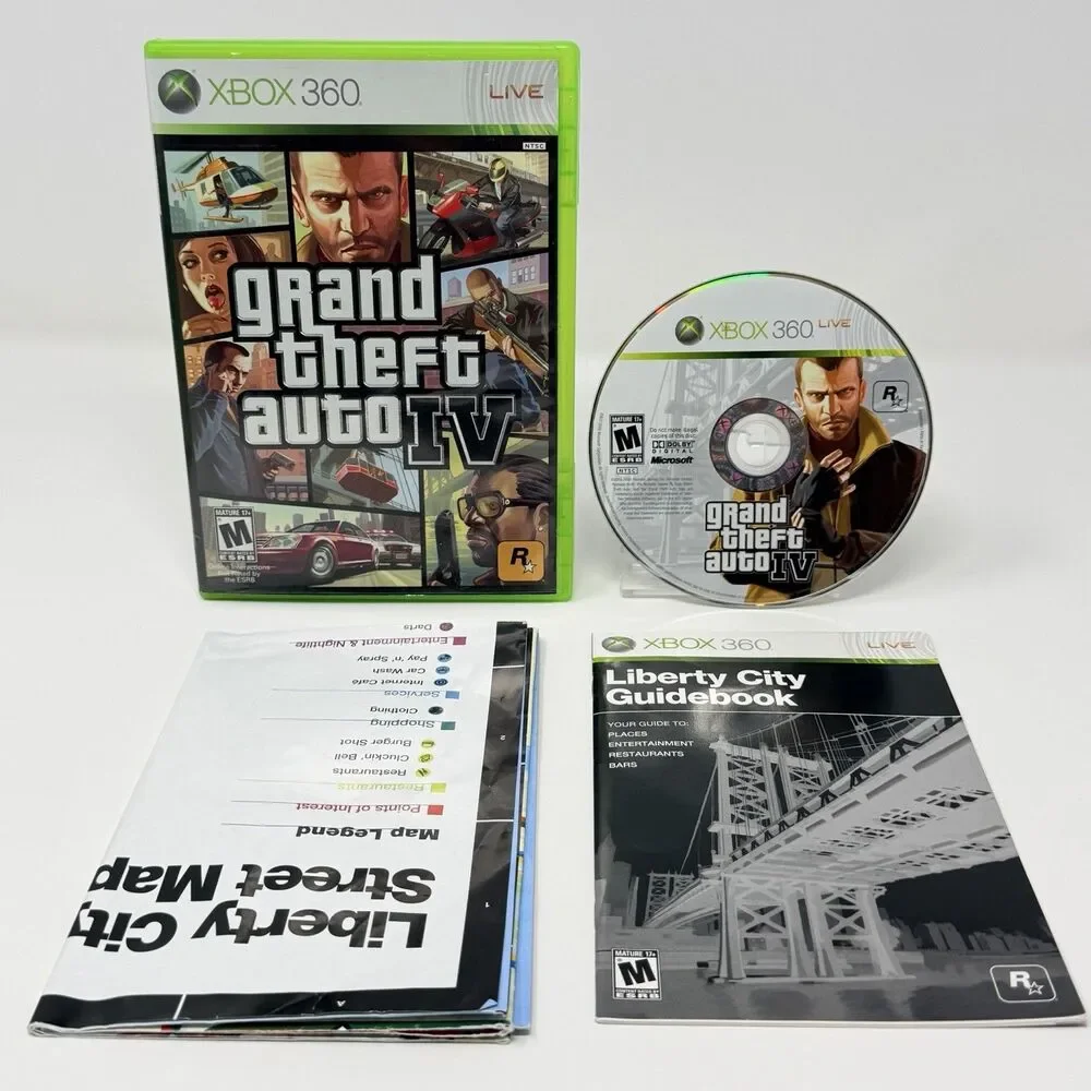 Grand Theft Auto IV GTA 4 Microsoft Xbox 360 Rockstar Complete CIB Map Tested